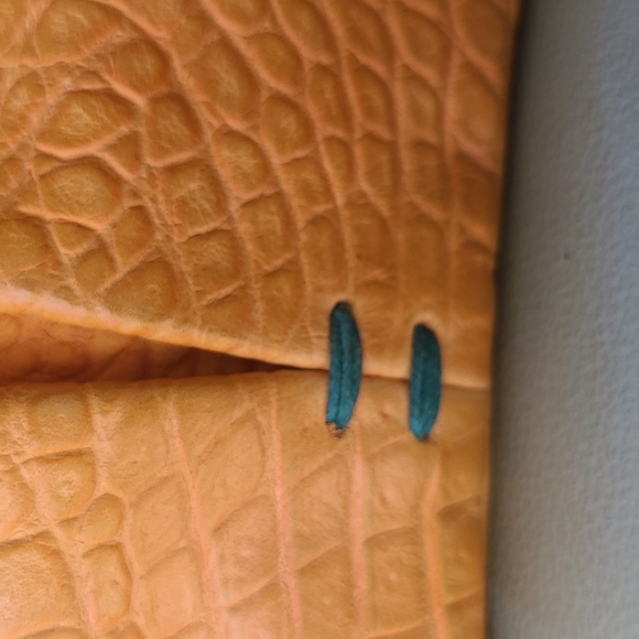 49 Square Miles small leather crossbody.Orange crocodile embossed leather - Picture 2 of 5